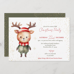 Cute Woodland Reindeer Christmas Elf Holiday Card
