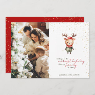 Cute Woodland Reindeer Christmas Elf Holiday Card