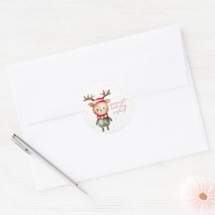 Cute Woodland Reindeer Christmas Elf Sticker