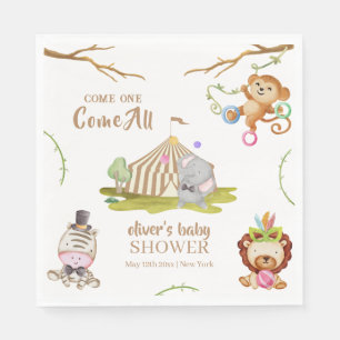 Cute Woodland Safari Animal Circus Baby Shower Napkin