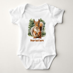 cute woodland squirrel add text  baby bodysuit