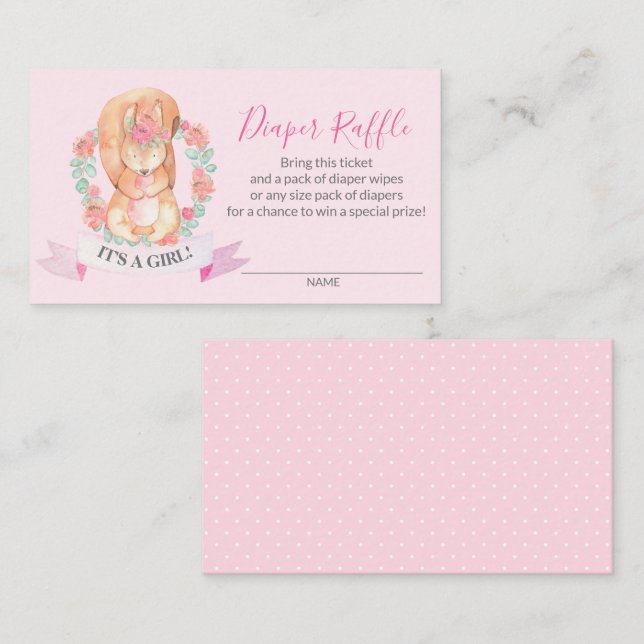 Cute Woodland Squirrel Diaper Raffle Ticket  (Front/Back)
