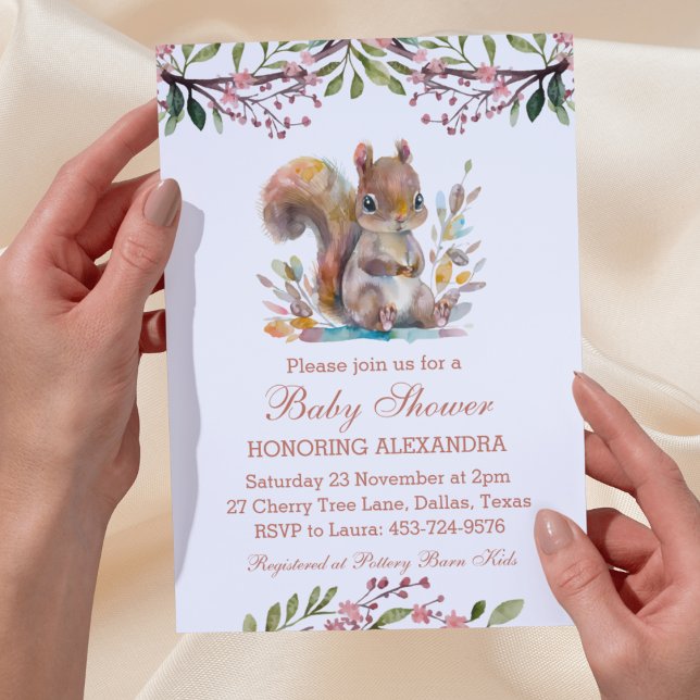 Cute Woodland Squirrel Forest Baby Shower  Invitation (Creator Uploaded)