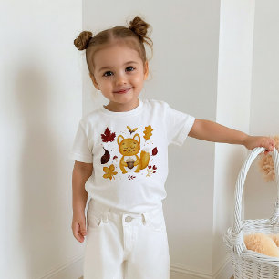 Cute Woodland Squirrel with Acorn Watercolor Kids T-Shirt