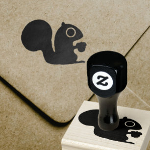 Cute Woodland Squirrel with Nut Rubber Stamp