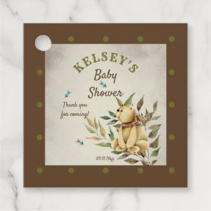 Cute Woodland Teddy Bear Boy Baby Shower Favour Tags