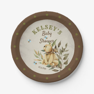 Cute Woodland Teddy Bear Boy Baby Shower  Paper Pl Plate