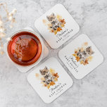 Cute Woodland Wolf Fall Baby Shower Square Paper Coaster<br><div class="desc">Cute, woodland-themed baby shower coasters featuring a watercolor illustration of a baby wolf pup surrounded by fall leaves in shades of orange, red, and yellow. Personalise the baby wolf baby shower coasters with the mother-to-be's name and date of baby shower. Designed to coordinate with our Cute Woodland Animals Fall Baby...</div>