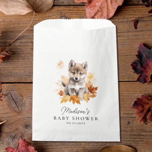 Cute Woodland Wolf Pup Fall Baby Shower Favour Bags (Creator Uploaded)