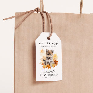 Cute Woodland Wolf Pup Fall Baby Shower Gift Tags