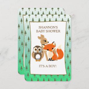 Cute Woodlands Animals Fox Baby Shower Invitation