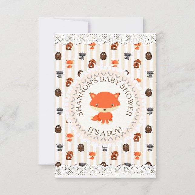 Cute Woodlands Animals Fox Baby Shower Invitation (Front)