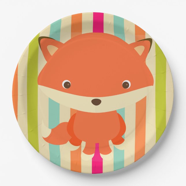 Cute Woodlands Creature Fox Party Plate (Front)