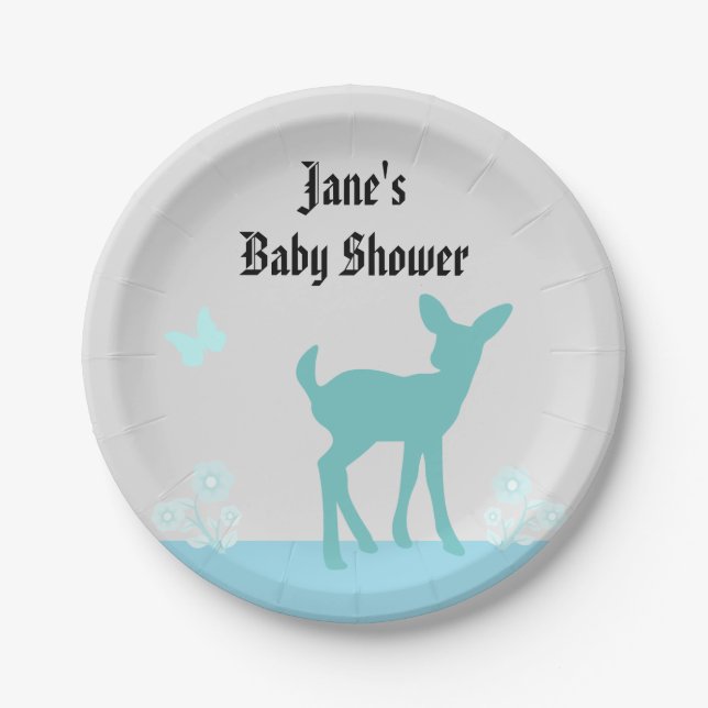 Cute Woods Themed Baby Shower Plate (Front)