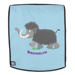 Cute woolly mammoth cartoon illustration backpack