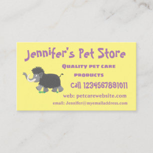 Cute woolly mammoth cartoon illustration business card