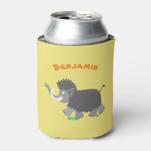 Cute woolly mammoth cartoon illustration can cooler