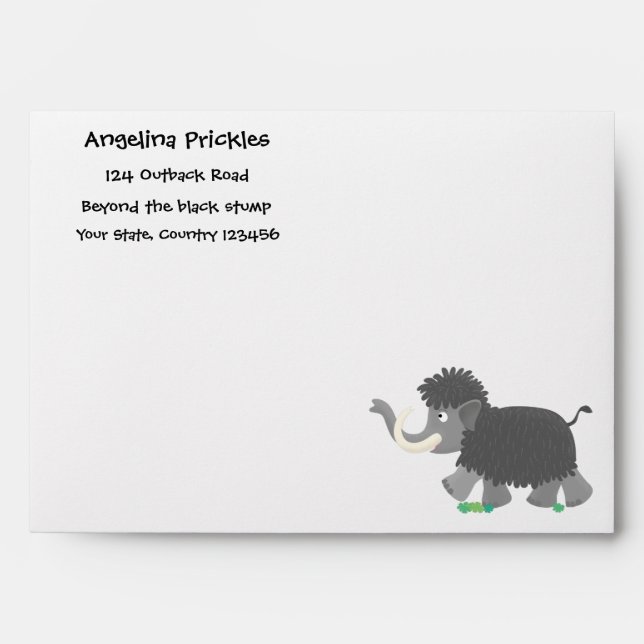 Cute woolly mammoth cartoon illustration envelope (Front)