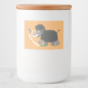 Cute woolly mammoth cartoon illustration food label