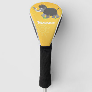 Cute woolly mammoth cartoon illustration golf head cover