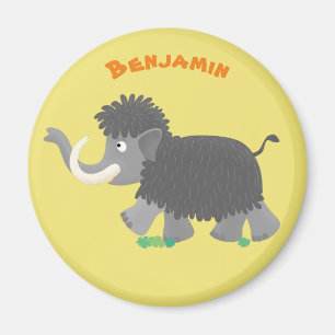 Cute woolly mammoth cartoon illustration magnet