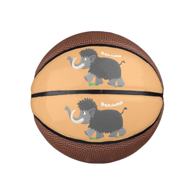 Cute woolly mammoth cartoon illustration mini basketball (Front)