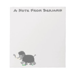 Cute woolly mammoth cartoon illustration notepad