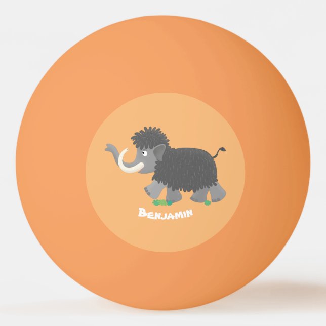 Cute woolly mammoth cartoon illustration ping pong ball (Front)