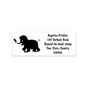 Cute woolly mammoth cartoon illustration rubber stamp