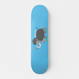 Cute woolly mammoth cartoon illustration skateboard