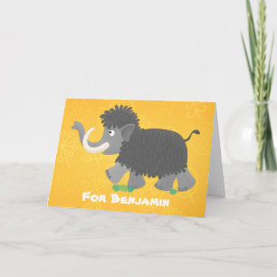 Cute woolly mammoth personalized cartoon birthday card
