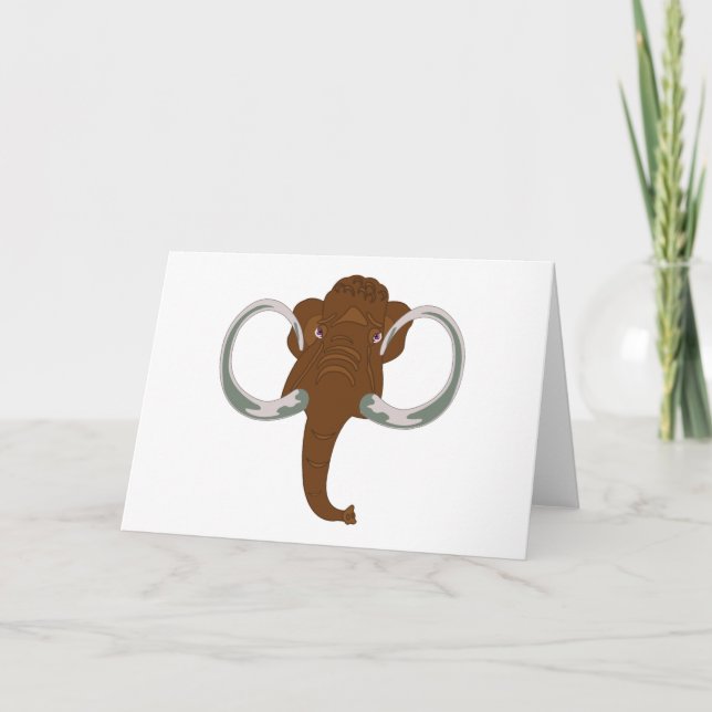 Cute Woolly Mammoth with Curved Tusks Thank You Card (Front)