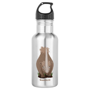 Cute woolly rhino elasmotherium cartoon 532 ml water bottle