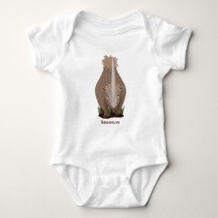 Cute woolly rhino elasmotherium cartoon baby bodysuit