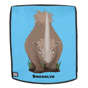 Cute woolly rhino elasmotherium cartoon backpack