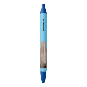 Cute woolly rhino elasmotherium cartoon black ink pen