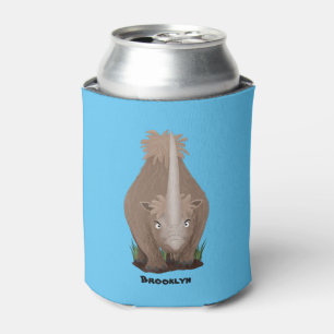 Cute woolly rhino elasmotherium cartoon can cooler
