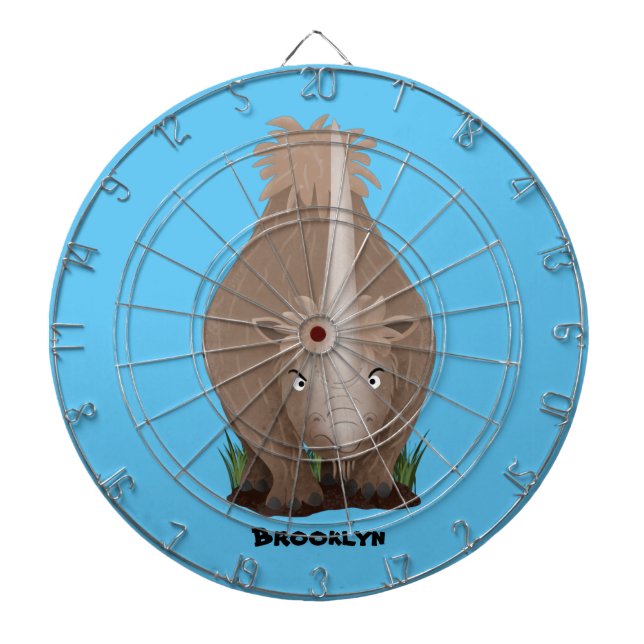Cute woolly rhino elasmotherium cartoon  dartboard (Front)