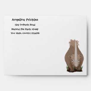 Cute woolly rhino elasmotherium cartoon envelope