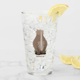 Cute woolly rhino elasmotherium cartoon glass
