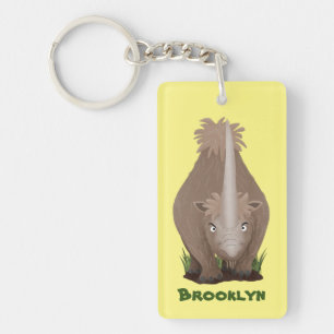 Cute woolly rhino elasmotherium cartoon key ring