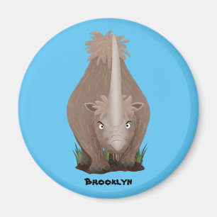 Cute woolly rhino elasmotherium cartoon magnet