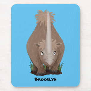 Cute woolly rhino elasmotherium cartoon mouse pad