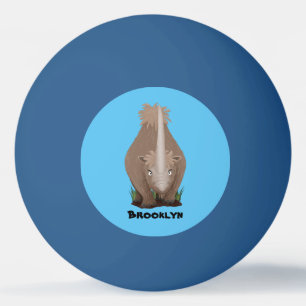 Cute woolly rhino elasmotherium cartoon ping pong ball