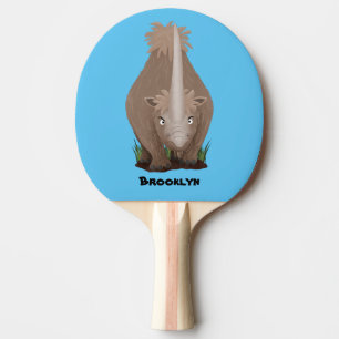 Cute woolly rhino elasmotherium cartoon ping pong paddle