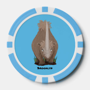 Cute woolly rhino elasmotherium cartoon poker chips