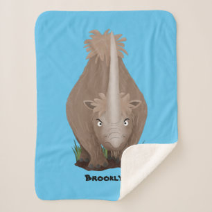 Cute woolly rhino elasmotherium cartoon sherpa blanket