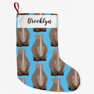 Cute woolly rhino elasmotherium cartoon small christmas stocking