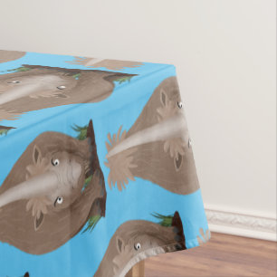 Cute woolly rhino elasmotherium cartoon tablecloth
