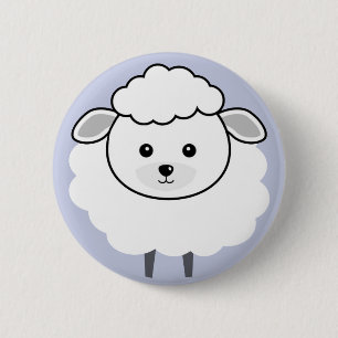 Cute Wooly Lamb Face 6 Cm Round Badge